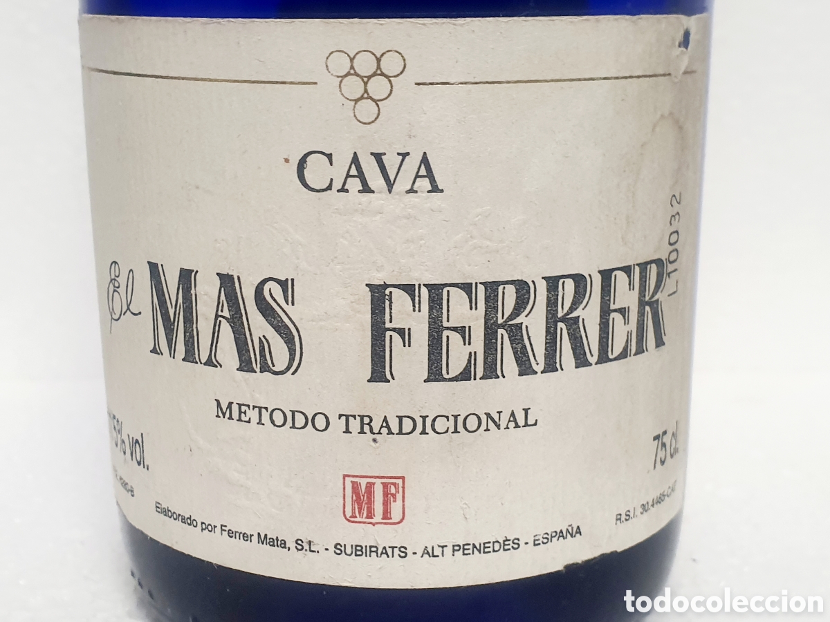 Coleccionismo de cava: BOTELLA AZUL CAVA EL MAS FERRER *** VACIA - Foto 3