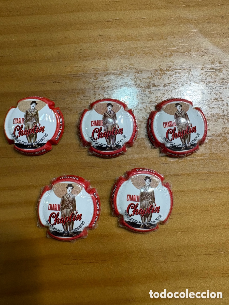 Coleccionismo de cava: 5 chapas nuevas Charlie Chaplin