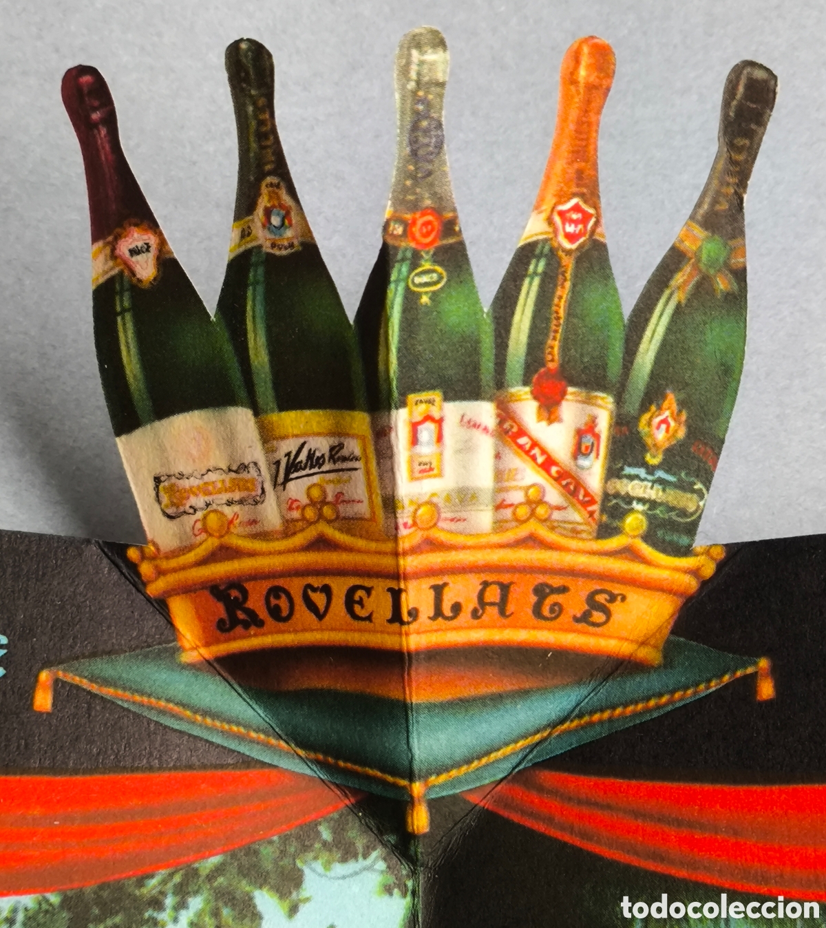 Coleccionismo de cava: CAVA ROVELLATS CAVAS VALL&Egrave;S VILAFRANCA DEL PENED&Egrave;S PUBLICIDAD TROQUELADO C. 1945