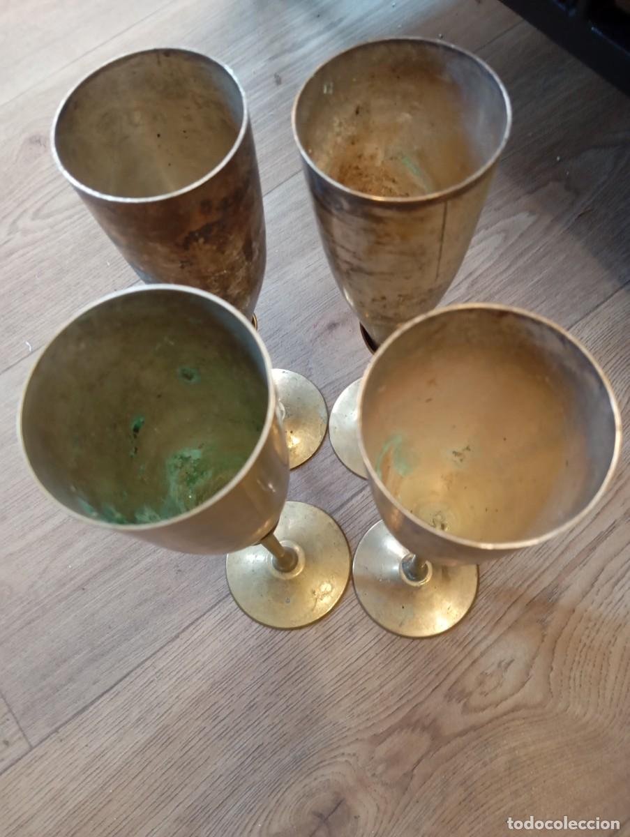 Coleccionismo de cava: 4 copas de cava de lat&oacute;n - Foto 3