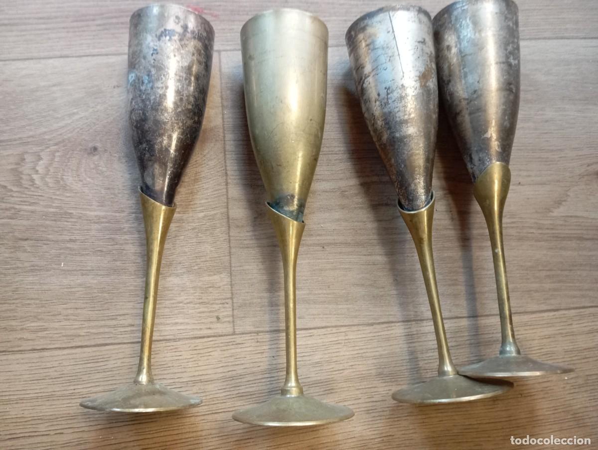 Coleccionismo de cava: 4 copas de cava de lat&oacute;n - Foto 6