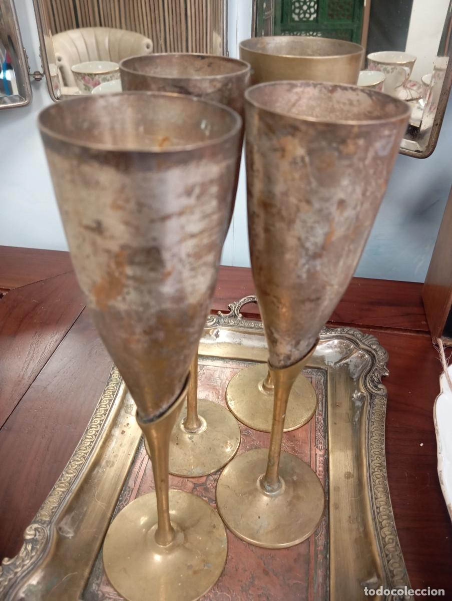 Coleccionismo de cava: 4 copas de cava de lat&oacute;n - Foto 7