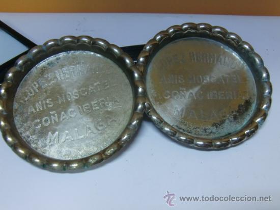 Ceniceros: 2 ceniceritos propaganda LOPEZ HERMANOS ANIS MOSCATEL CO&Ntilde;AC IBERIA MALAGA