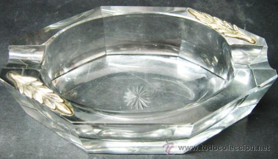 Cendriers: CENICERO CRISTAL BISELADO RAMAS EN PLATA 1&ordf; LEY 925