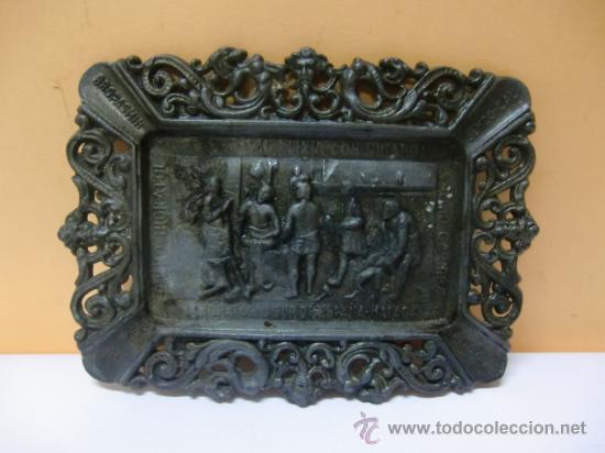 Ceniceros: Cenicero. M&aacute;laga. Laboratorios del Sur de Espa&ntilde;a, de metal