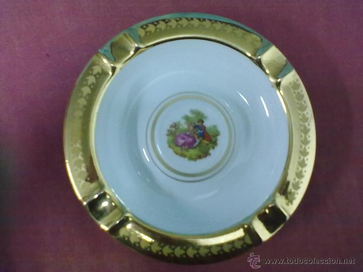 Cinzeiros: CENICERO PORCELANA ESCENA GALANTE Y ORO DOS TONOS TIPO LIMOGES