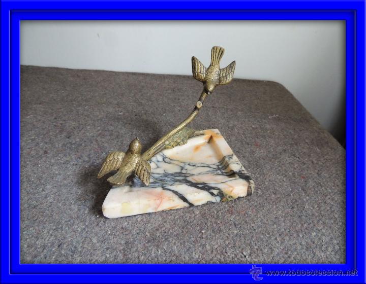 Ashtrays: CENICERO DE MARMOL Y BRONCE CON ADORNOS DE PAJAROS