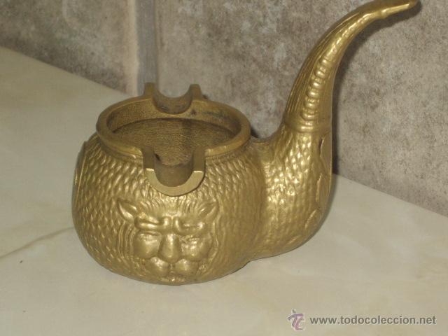 Ceniceros: CENICERO DE BRONCE CON FORMA PIPA DE FUMAR TABACO. - Foto 2
