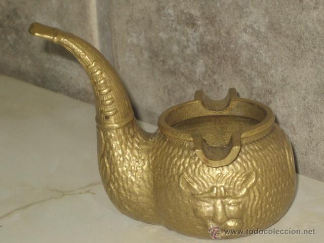 Ceniceros: CENICERO DE BRONCE CON FORMA PIPA DE FUMAR TABACO. - Foto 3
