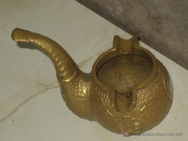 Ceniceros: CENICERO DE BRONCE CON FORMA PIPA DE FUMAR TABACO. - Foto 4