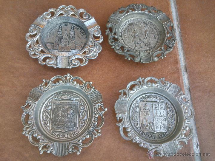 Ashtrays: LOTE CUATRO ANTIGUOS CENICEROS HIERRO COLADO.