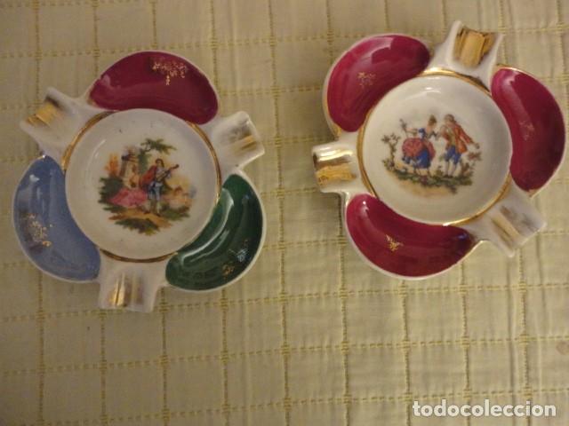 Aschenbecher: CONJUNTO DOS CENICEROS DECORADO PORCELANA REGNY