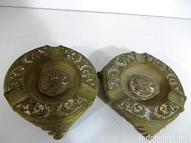 Ceniceros: LOTE DE DOS ANTIGUOS CENICEROS EN BRONCE - Foto 1