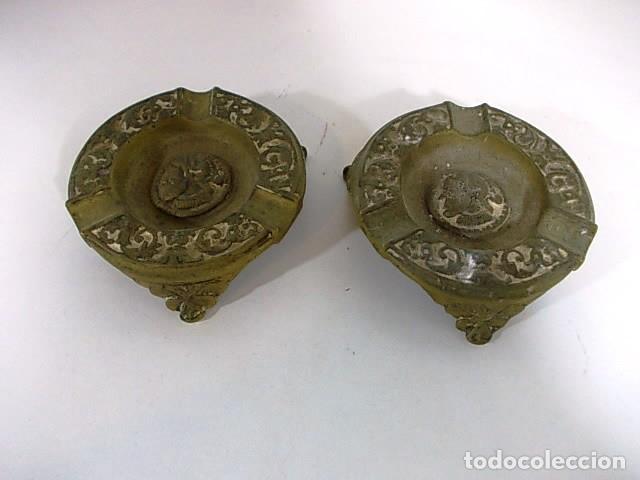 Ceniceros: LOTE DE DOS ANTIGUOS CENICEROS EN BRONCE - Foto 2