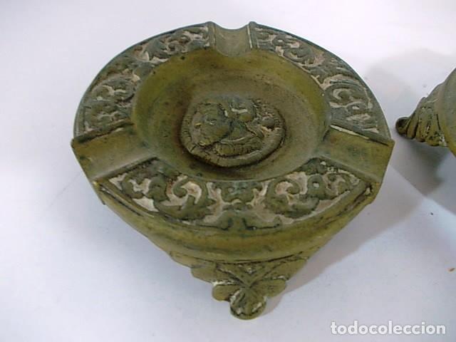Ceniceros: LOTE DE DOS ANTIGUOS CENICEROS EN BRONCE - Foto 3