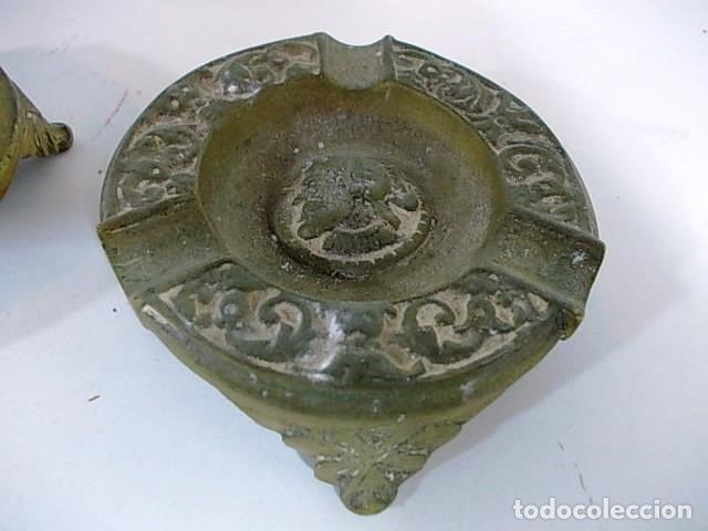 Ceniceros: LOTE DE DOS ANTIGUOS CENICEROS EN BRONCE - Foto 4