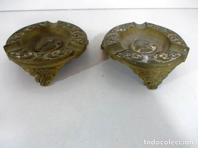 Ceniceros: LOTE DE DOS ANTIGUOS CENICEROS EN BRONCE - Foto 7