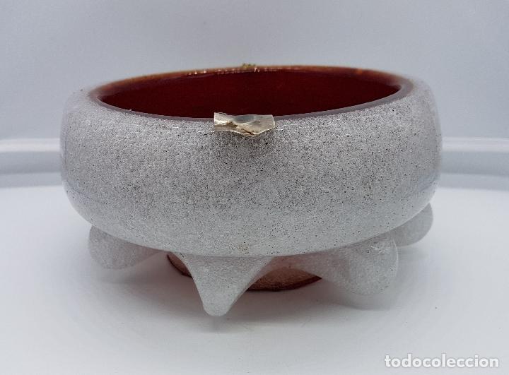 Ashtrays: Impresionante gran cenicero de mesa antiguo en cristal de murano y plata de ley. Muy pesado.