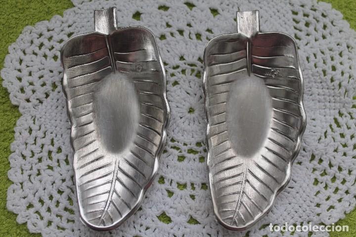 Ceniceros: CENICERO DE ALPACA PLATEADA CON FORMA DE HOJA-Vintage