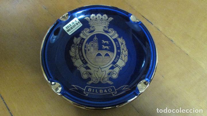 Cinzeiros: CENICERO - ESCUDO  VILLA DE BILBAO - ORO DE LEY 18 K - PORCELANA ORO Y DECORACION