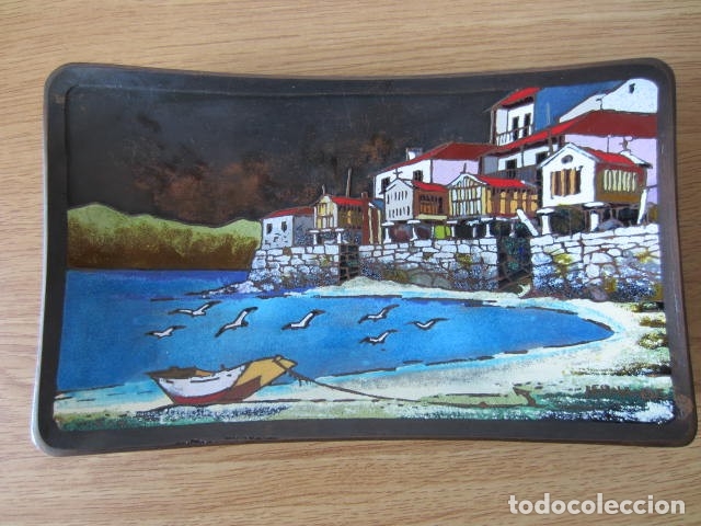 Cendriers: GALICIA - VIGO - COMBARRO - BANDEJA CENICERO ESMALTE - HERMANOS HERNANDEZ 19*11CM + INFO.