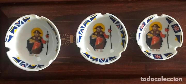 Ceniceros: PORCELANA DE GALICIA TRES CENICEROS APILABLES 9,5 CM 8,5 CM 7,5 CM 271 GR COLECCION GALICIA