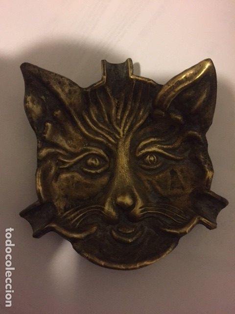 Ceniceros: CENICERO DE BRONCE CARA DE GATO - Foto 1