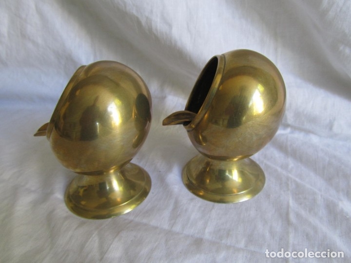 Ceniceros: Pareja de ceniceros esf&eacute;ricos de bronce - Foto 7
