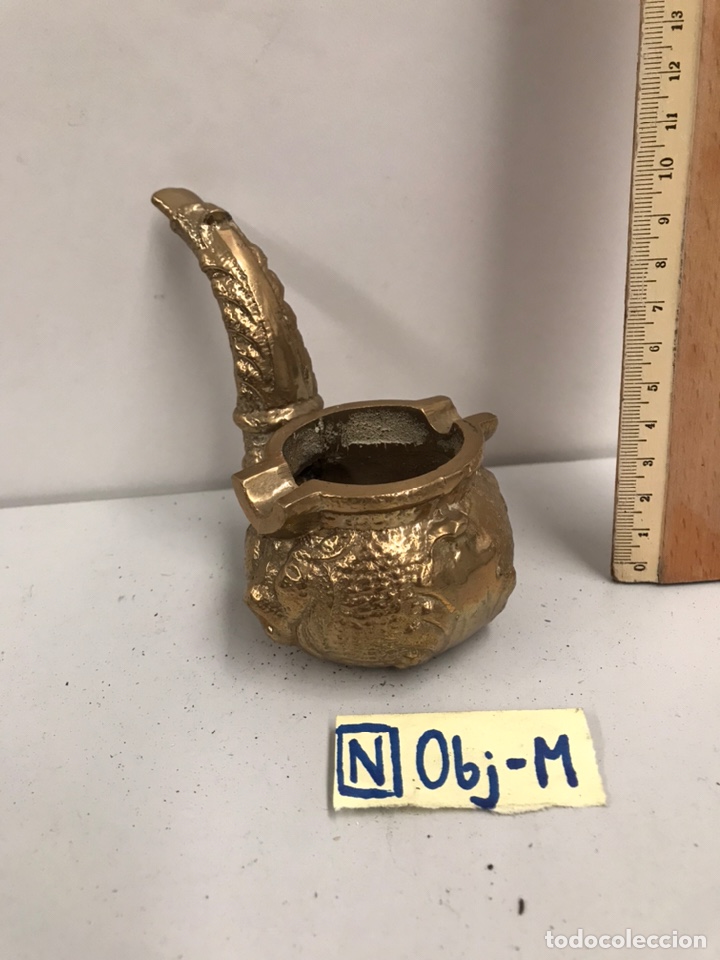Ceniceros: ANTIGUA CENICERO PIPA DE BRONCE - Foto 1