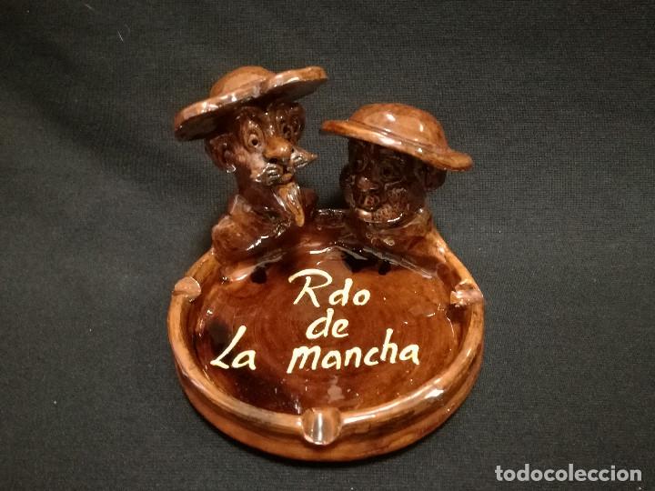 Ashtrays: CENICERO DE CERAMICA ESMALTADA - DON QUIJOTE DE LA MANCHA Y SANCHO PANZA - RECUERDO DE LA MANCHA