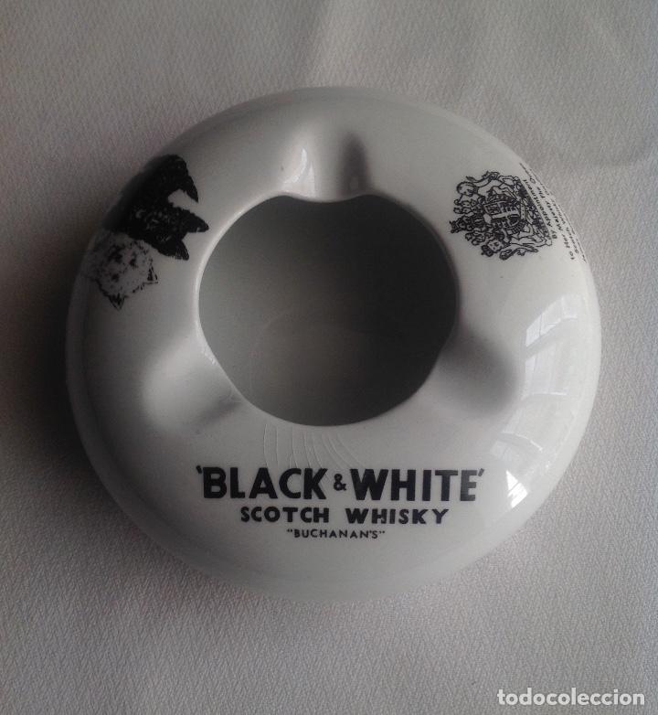 Ashtrays: ANTIGUO CENICERO PORCELANA WHISKY BLACK & WHITE