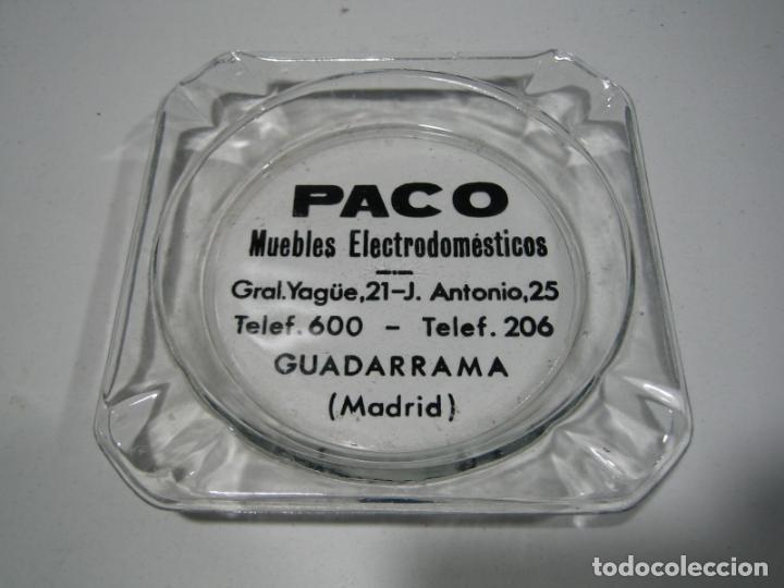 Aschenbecher: Antiguo cenicero con publicidad. Muebles y electrodom&eacute;sticos Paco. Guadarrama. Madrid