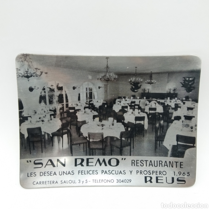 Ceniceros: Cenicero promocional de Navidad a&ntilde;o 1965. Restaurante San Remo, Reus - Tarragona