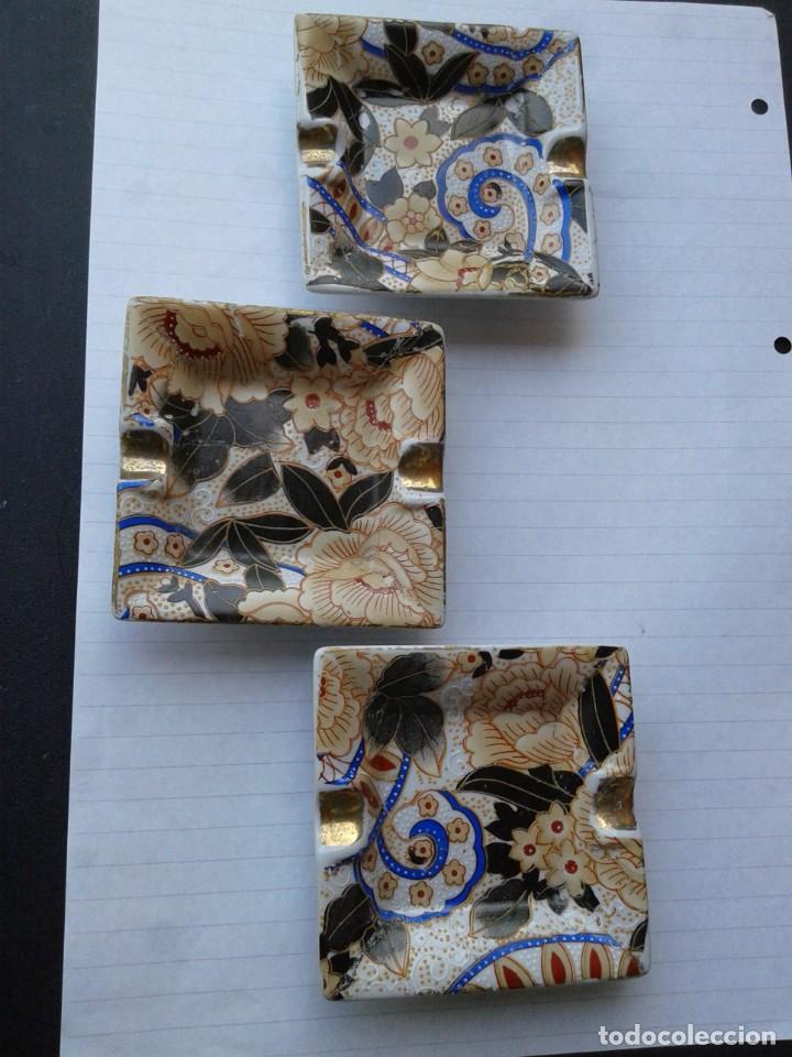 Ashtrays: TRES CENICEROS EGIPCIOS DE PORCELANA