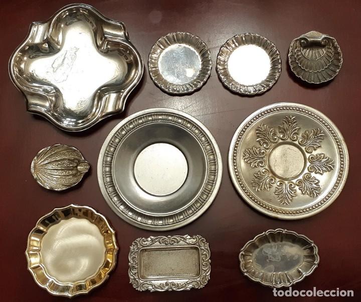 Ashtrays: 10 CENICEROS Y BANDEJITAS, LAS 4 SUPERIORES DE ALPACA CON CONTRASTE