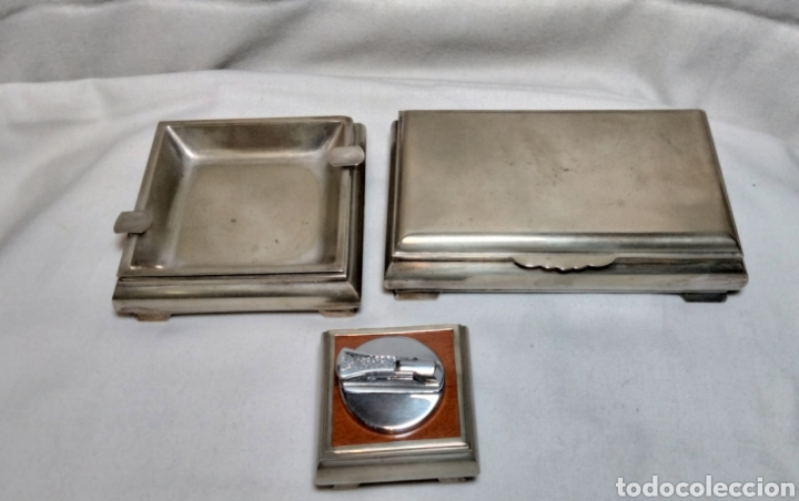 Cinzeiros: Juego antiguo de :caja guarda puros,cinicero,y mechero &rdquo;NICO-8&rdquo;