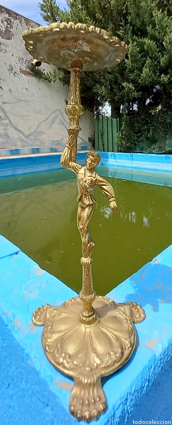 Ashtrays: BONITO CENICERO DE PIE EN BRONCE MOTIVOS DON QUIJOTE Y SANCHO PANZA MIDE 49CM APROXIMADAMENTE