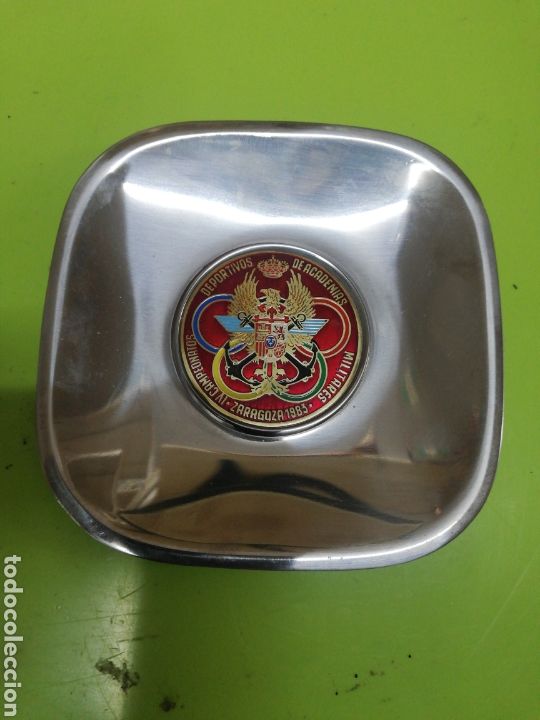 Ashtrays: Cenicero inox campeonatos militares a&ntilde;os 80