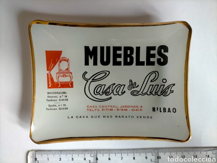 Cendriers: Cenicero - Tarjetero publicidad MUEBLES CASA DE LUIS a&ntilde;os 60 Bilbao. Cristal fino
