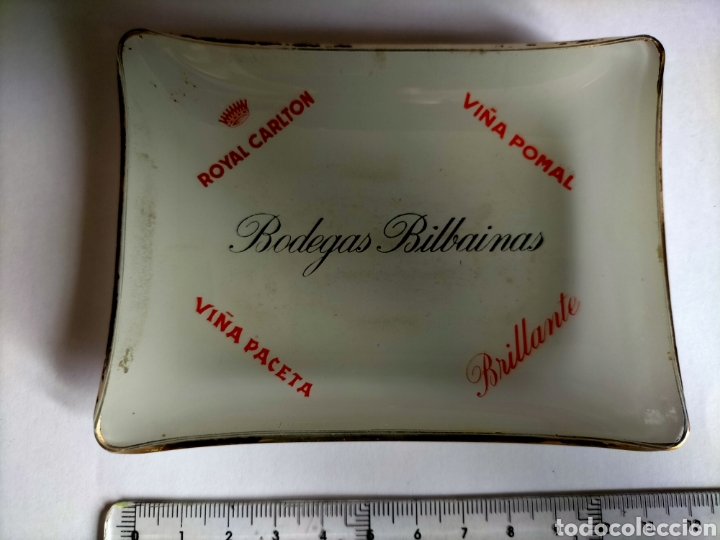 Cendriers: Cenicero - Tarjetero en cristal fino con publicidad de BODEGAS BILBAINAS Vi&ntilde;a Pomal Royal Carlton