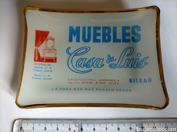 Cendriers: Cenicero - Tarjetero publicidad MUEBLES CASA DE LUIS a&ntilde;os 60 Bilbao. Cristal fino