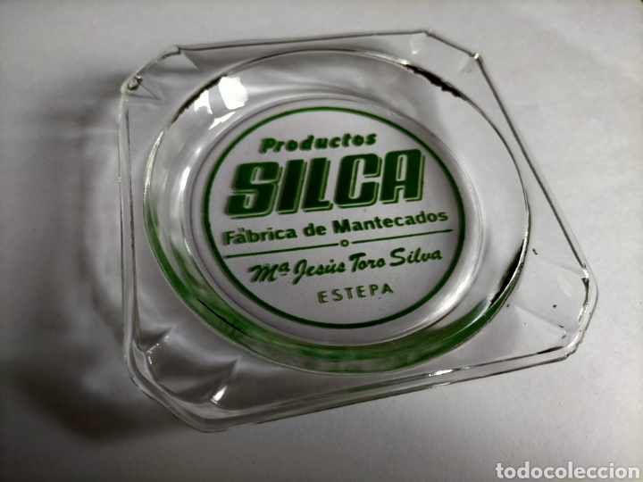 Cendriers: Cenicero de cristal publicidad de PRODUCTOS SILCA FABRICA DE MANTECADOS Estepa