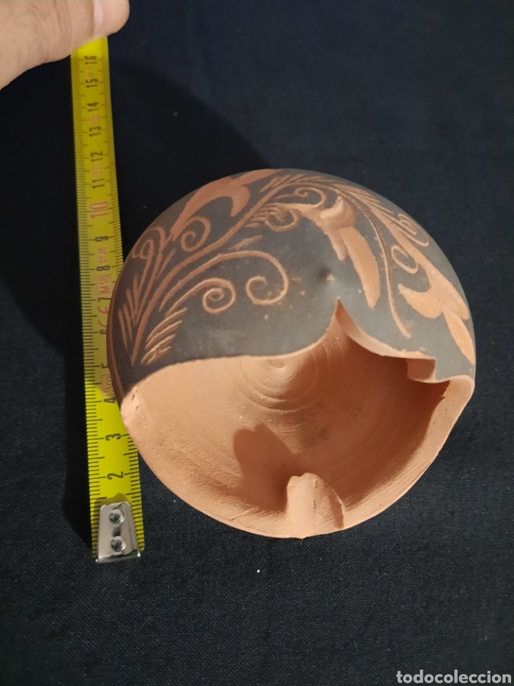 Cendriers: Cenicero barro terracota pintado y firmado decoraci&oacute;n.