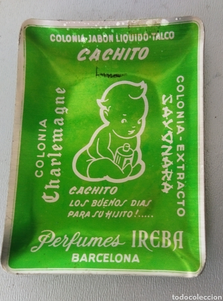 Ashtrays: Antiguo peque&ntilde;o cenicero de aluminio publicitario Perfumes Ireba