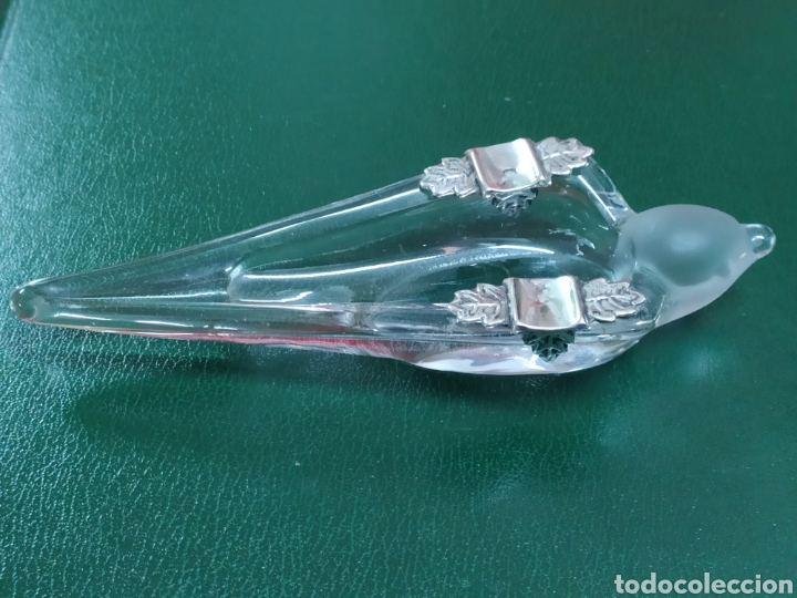 Cendriers: Cenicero de cristal con forma de p&aacute;jaro y apliques de plata