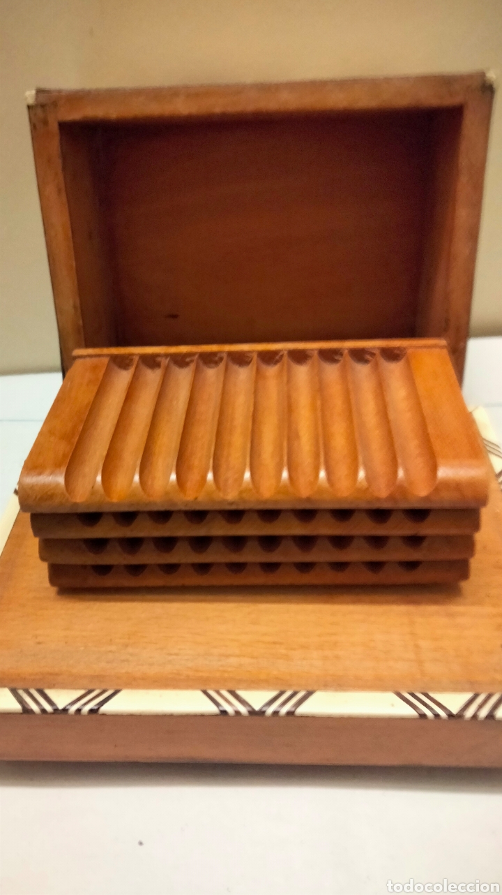 Ceniceros: ANTIGUA CAJA CIGARRILLOS EN TARACEA - Foto 5