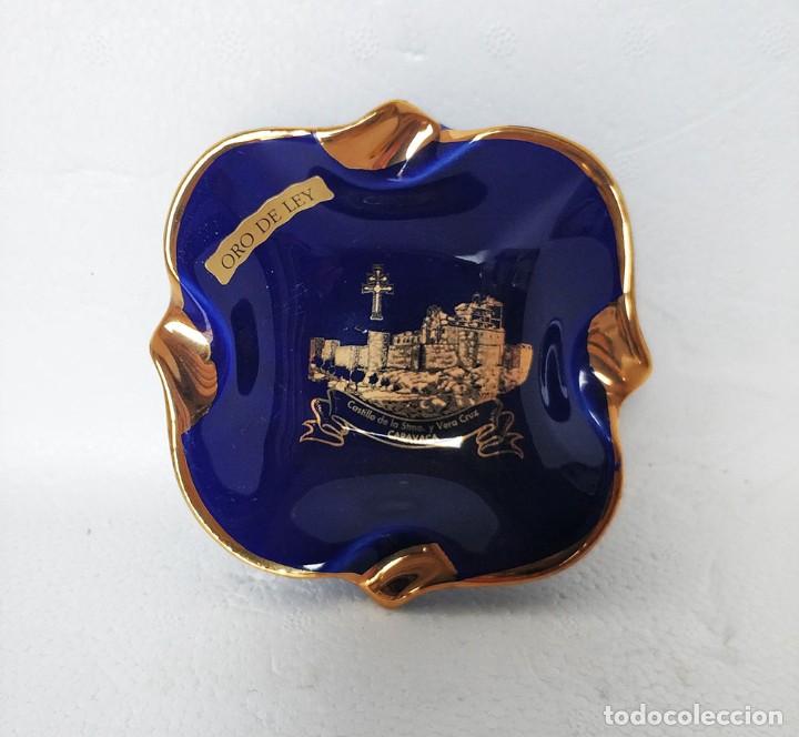 Ashtrays: Bonito cenicero de Castillo de la Stma. y Vera Cruz Caravaca - Oro de Ley