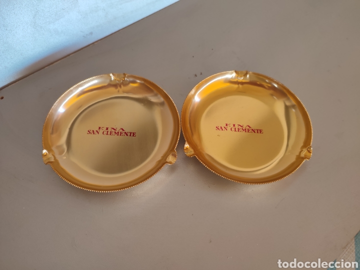 Ashtrays: 2 antiguos Ceniceros de aluminio anodizado publicidad Kina San Clemente