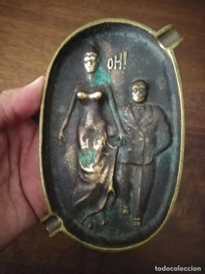 Ceniceros: Antiguo cenicero en bronce c&oacute;mico er&oacute;tico. - Foto 8