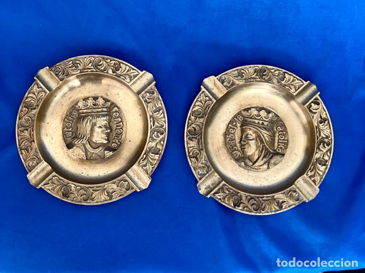 Aschenbecher: ANTIGUOS CENICEROS DE BRONCE, &ldquo;LOS REYES CATOLICOS&rdquo;